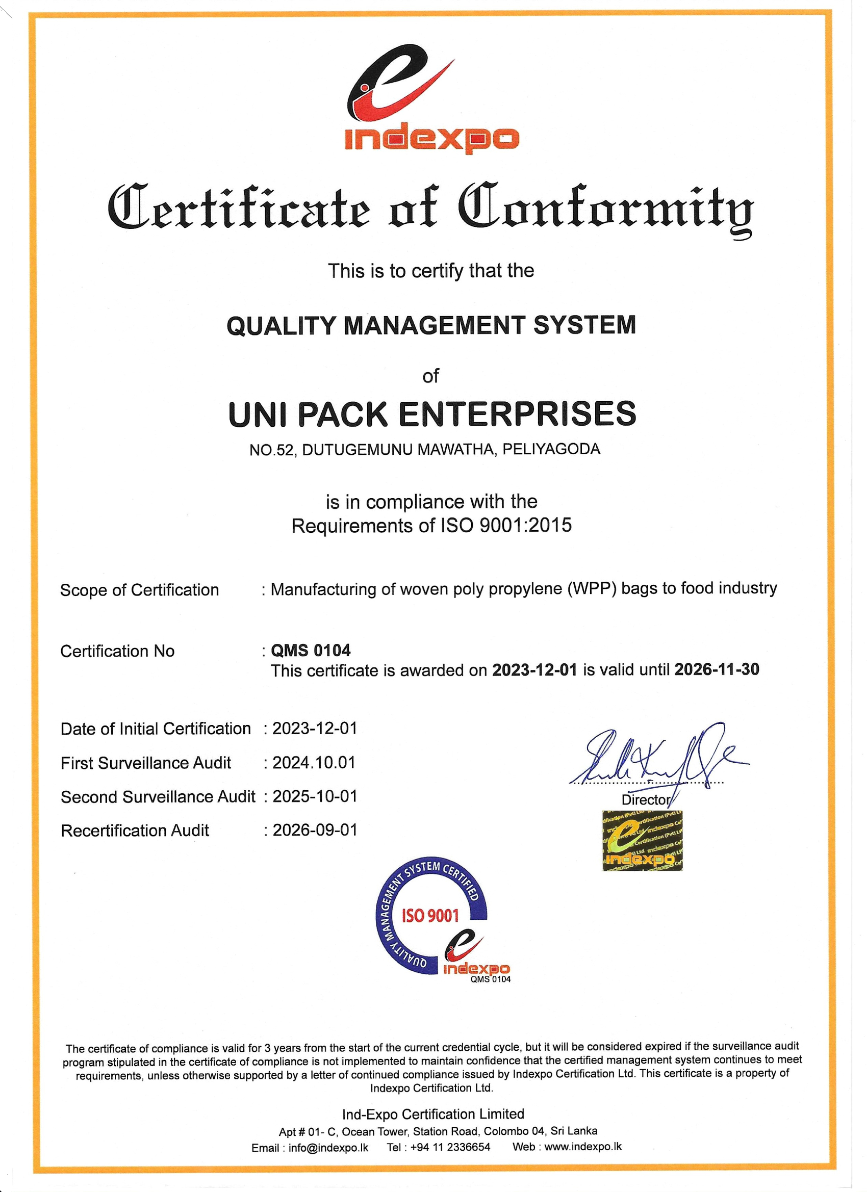 certificate 9001_2015